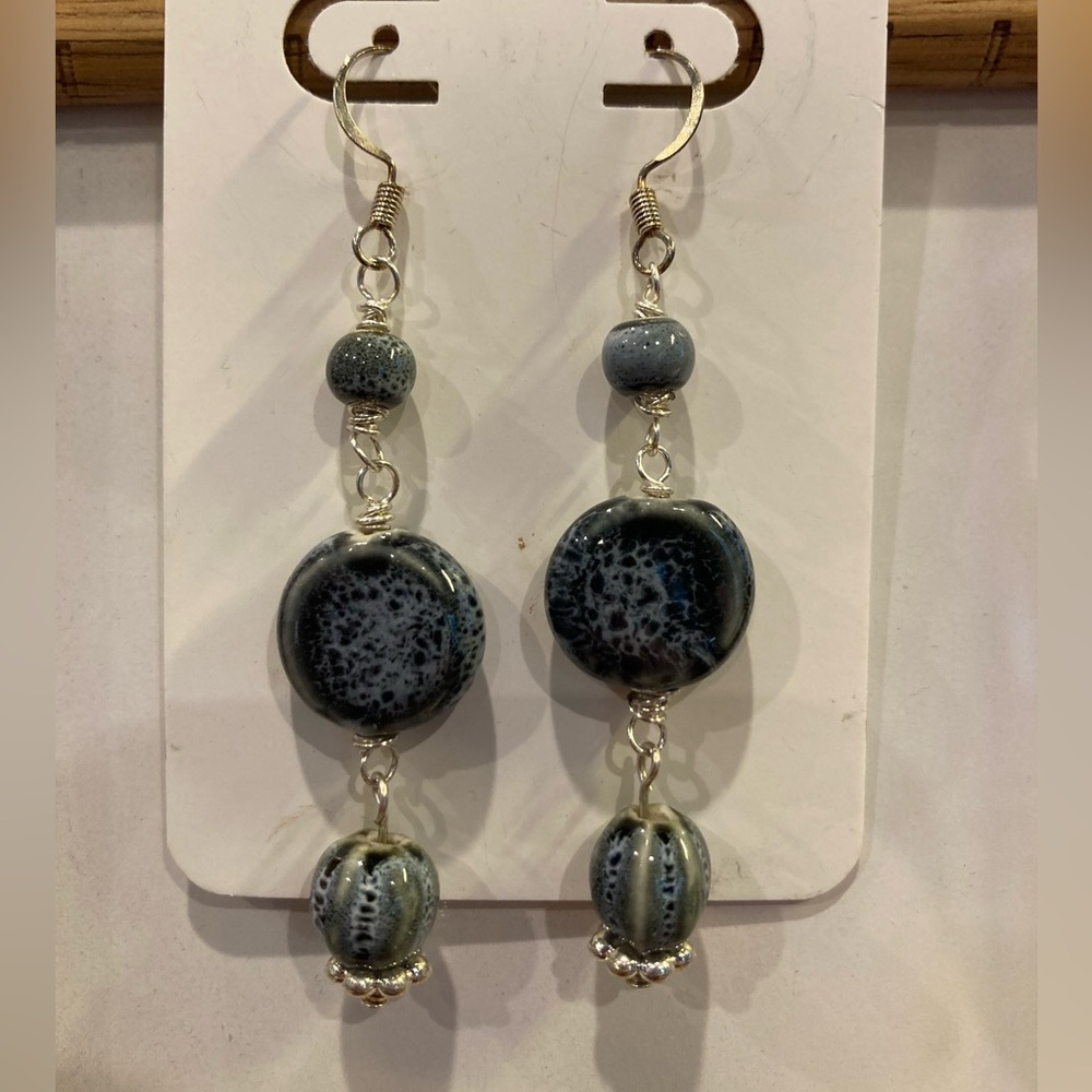 Elegant Blue Gray Dangle Earrings